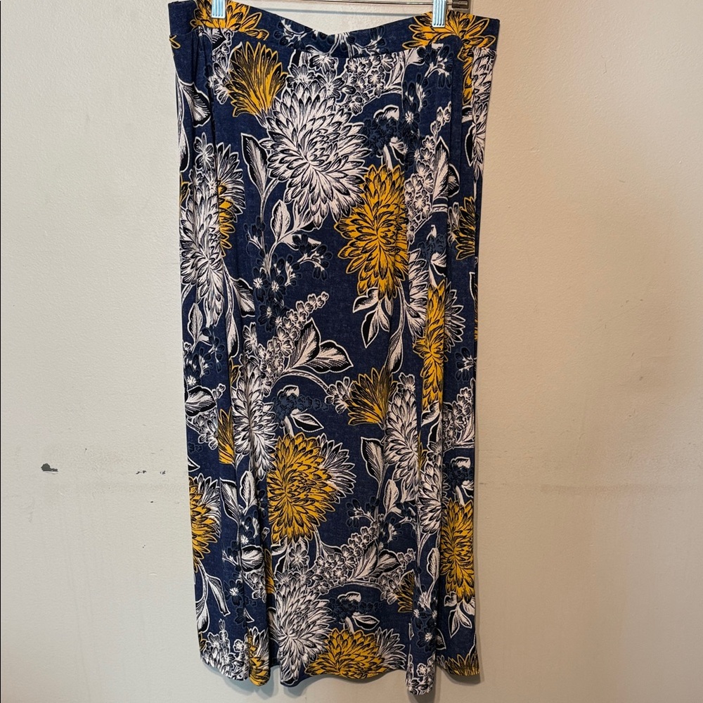 Floral Navy and Yellow Women's Skirt